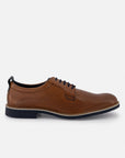 Blucher en piel napa picada color cuero  para hombre