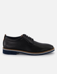 Blucher en piel napa picada color negro para hombre