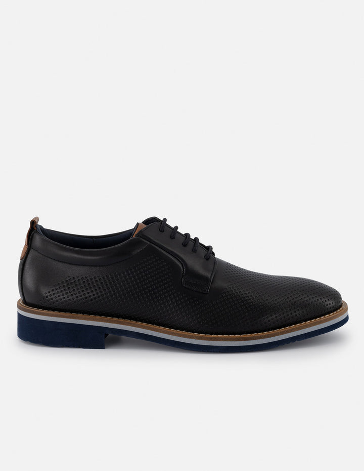 Blucher en piel napa picada color negro para hombre