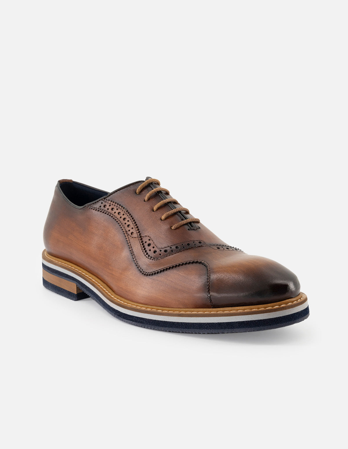 Oxford en piel napa color caoba para hombre