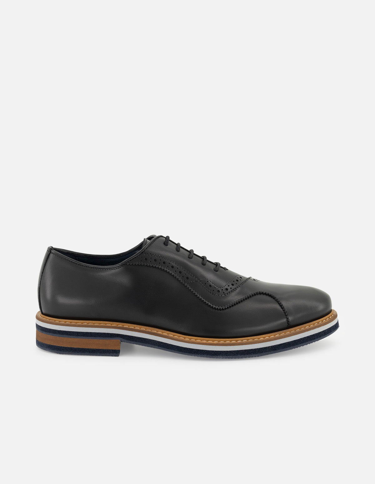 Oxford en piel napa color negro para hombre