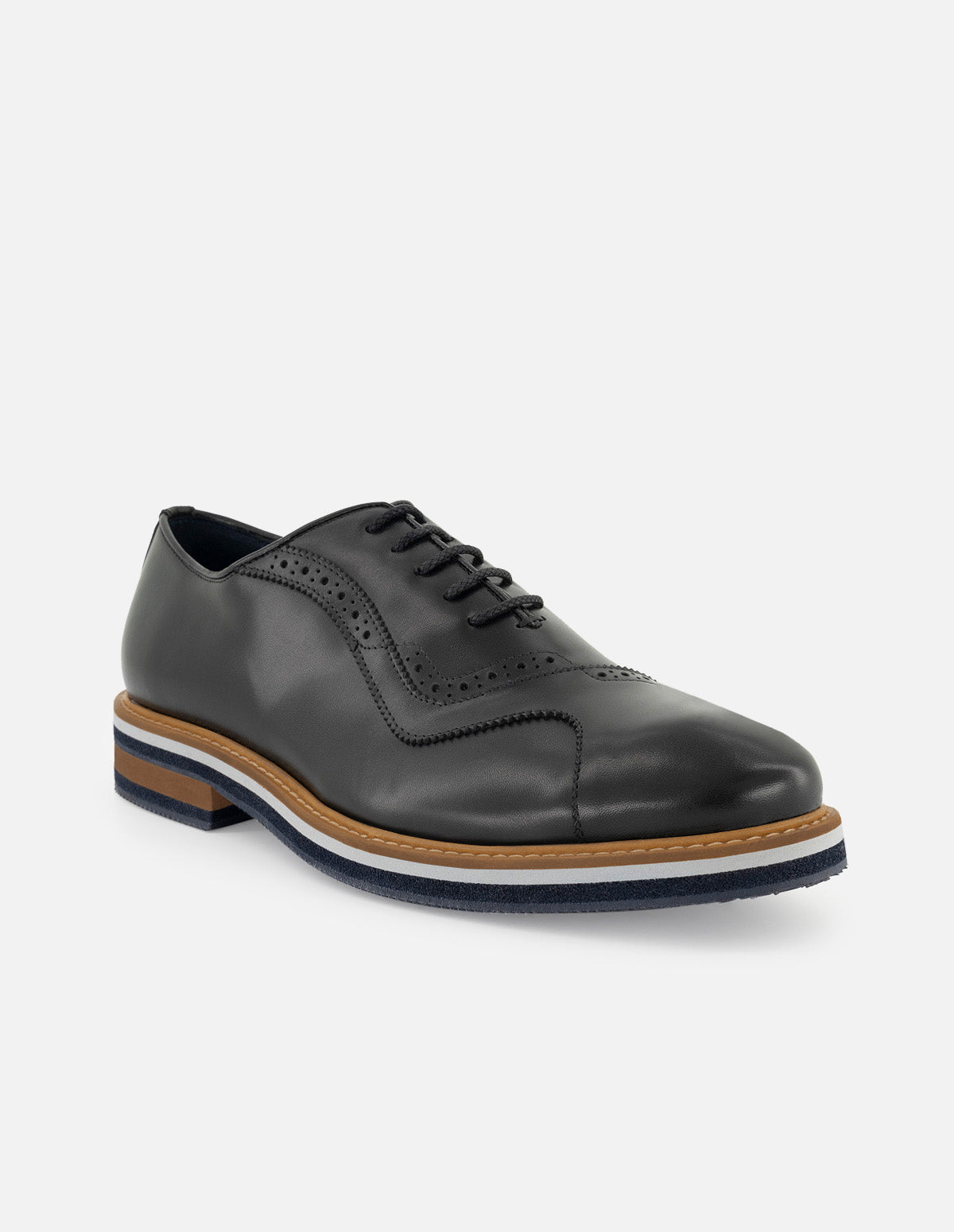 Oxford en piel napa color negro para hombre