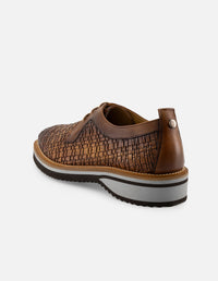 Blucher en piel napa trenzada color cuero para hombre