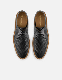 Blucher en piel napa trenzada color negro para hombre