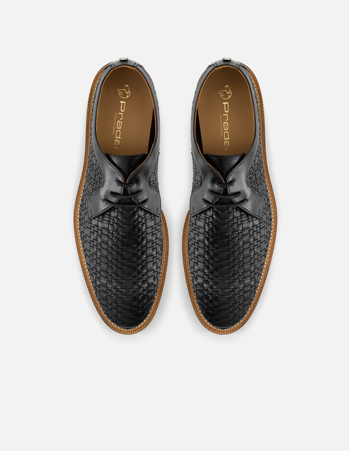 Blucher en piel napa trenzada color negro para hombre