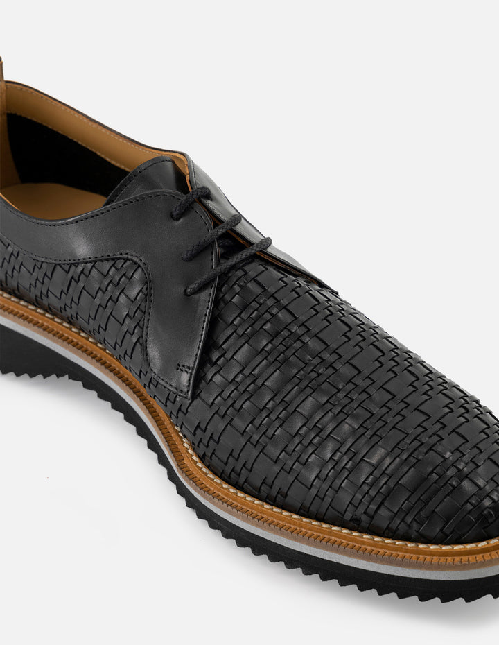 Blucher en piel napa trenzada color negro para hombre
