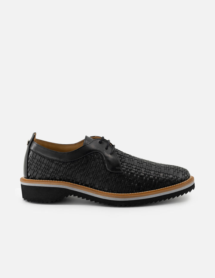 Blucher en piel napa trenzada color negro para hombre