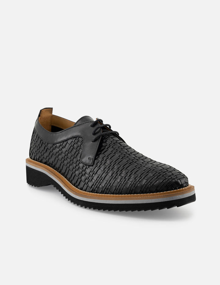 Blucher en piel napa trenzada color negro para hombre