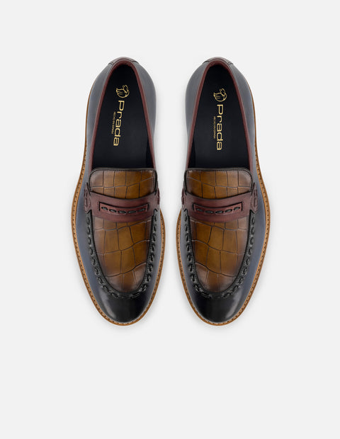 Mocasín en piel napa multicolor para hombre