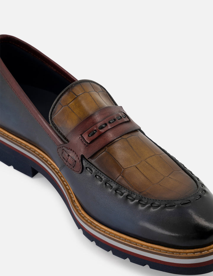 Mocasín en piel napa multicolor para hombre