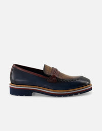 Mocasín en piel napa multicolor para hombre