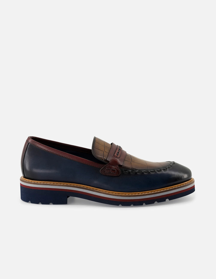 Mocasín en piel napa multicolor para hombre