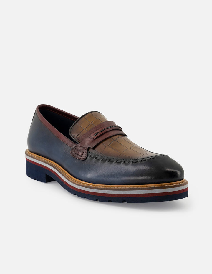 Mocasín en piel napa multicolor para hombre