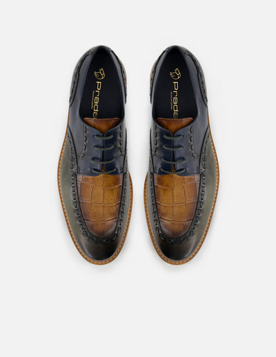 Blucher en piel napa multicolor con detalles en grabado tipo coco para hombre