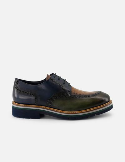 Blucher en piel napa multicolor con detalles en grabado tipo coco para hombre