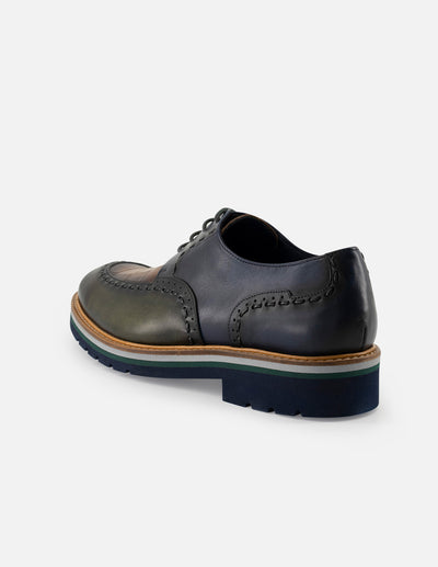 Blucher en piel napa multicolor con detalles en grabado tipo coco para hombre