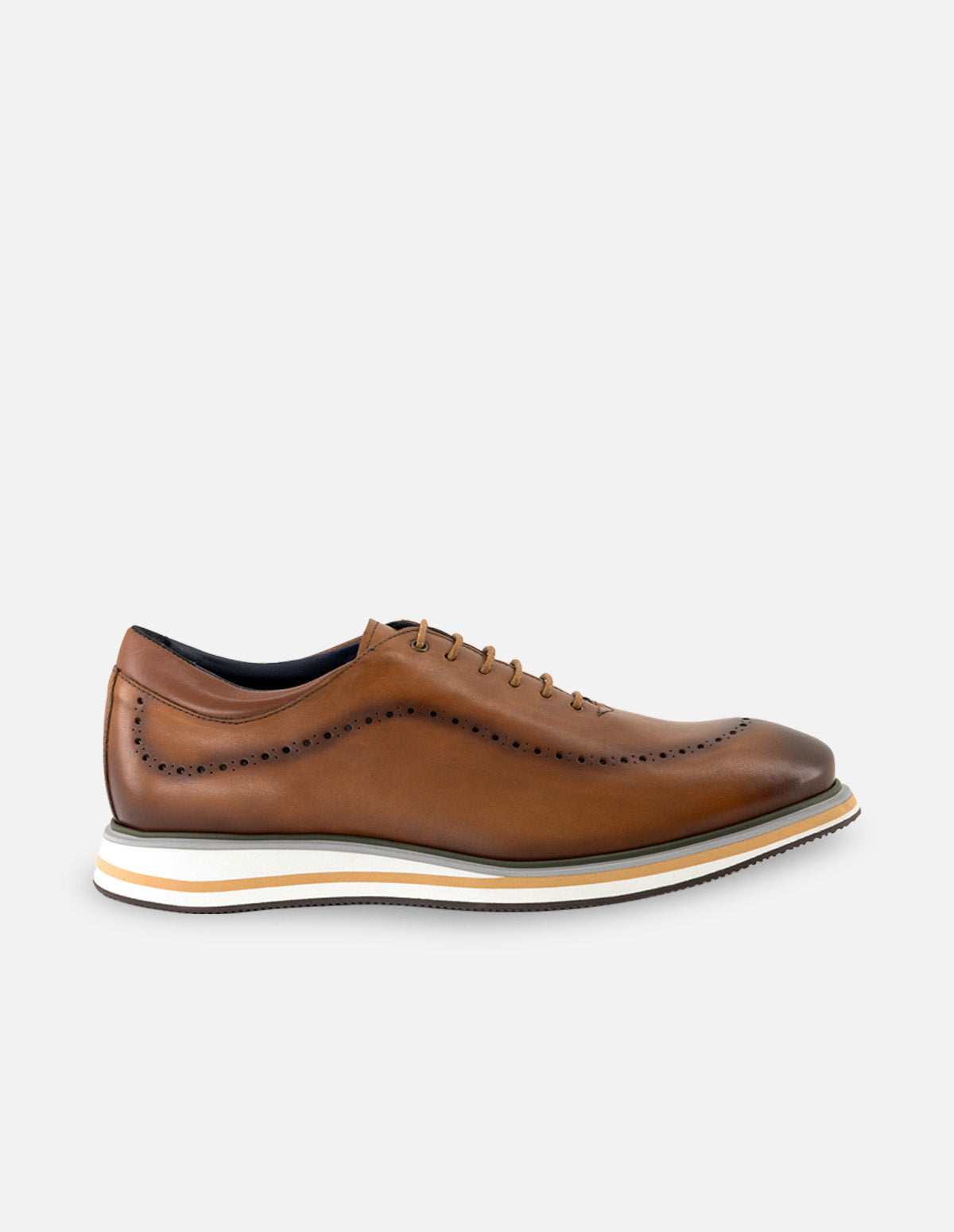 Oxford en piel napa color cuero para hombre