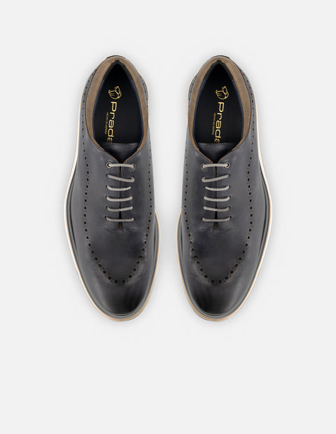 Oxford en piel napa color gris para hombre