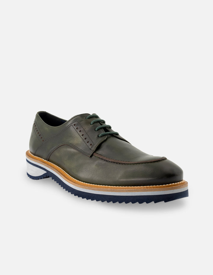 Blucher en piel napa color verde para hombre