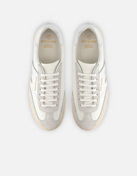 Tenis en piel napa color blanco con detalles en piel ante para hombre