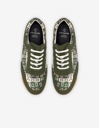 Tenis verdes de ante y textil para hombre con letras Prada
