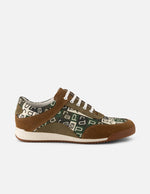 Tenis verdes de ante y textil para hombre con letras Prada