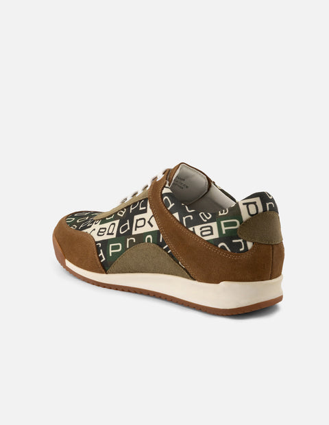 Tenis verdes de ante y textil para hombre con letras Prada