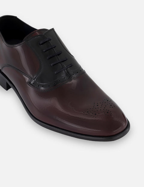 Zapato inglés vino de piel florantic para hombre con picado María