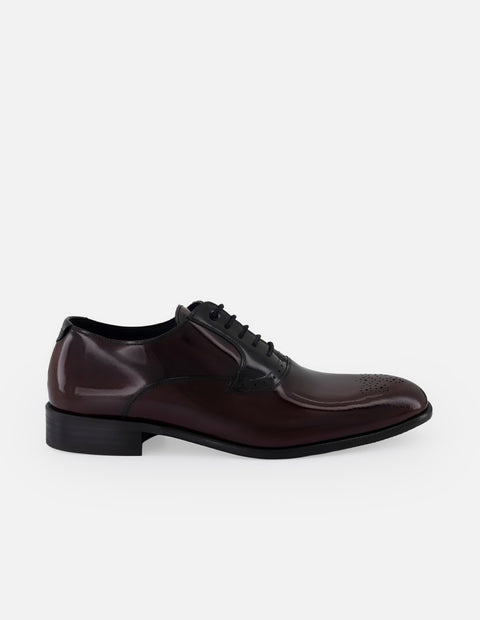 Zapato inglés vino de piel florantic para hombre con picado María