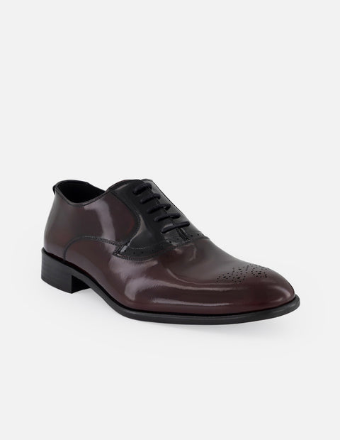 Zapato inglés vino de piel florantic para hombre con picado María