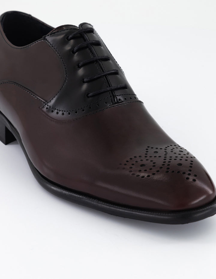 Zapato inglés vino de piel florantic para hombre con picado María