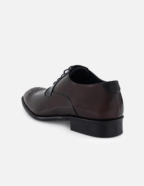 Zapato inglés vino de piel florantic para hombre con picado María