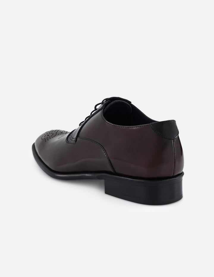 Zapato inglés vino de piel florantic para hombre con picado María