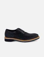 Zapato Blucher negro con piel trenzada para hombre