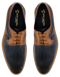Zapato Blucher azul en piel para hombre con contraste de color