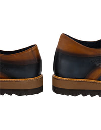 Zapato Blucher azul en piel para hombre con contraste de color