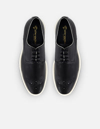 Zapato Blucher negro en piel para hombre con suela dentada