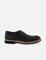 Zapato Blucher negro en piel para hombre con suela de goma