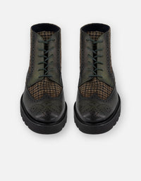 Botines verde en textil y piel para hombre con picado María