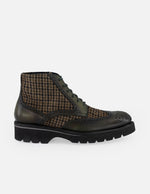 Botines verde en textil y piel para hombre con picado María