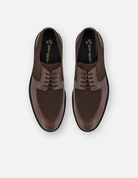 Zapato blucher café de piel  y ante con suela comfort light