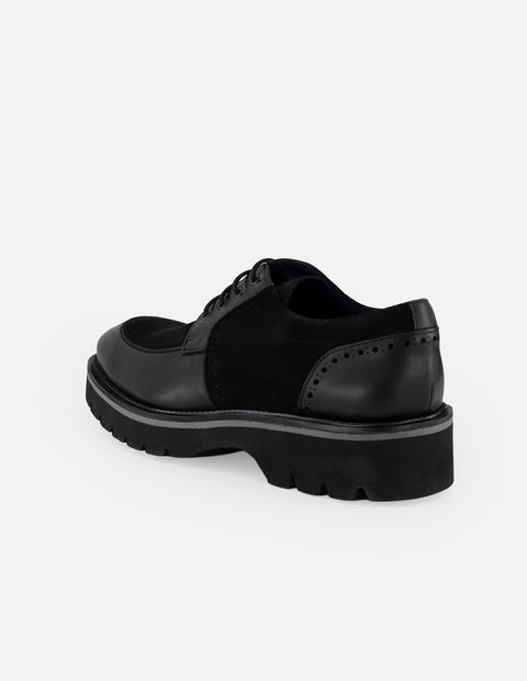 Zapato blucher café de piel  y ante con suela comfort light