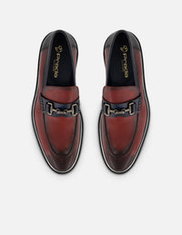 Mocasines vino de piel napa con detalle plateado para hombre
