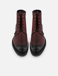 Botines vino de piel con detalle coco negro para hombre