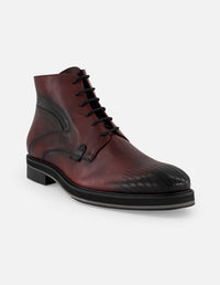 Botines vino de piel con detalle coco negro para hombre