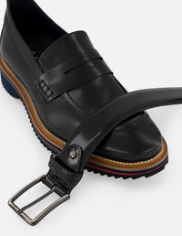 Mocasines negros de piel florantic con detalle en el tobillo para hombre