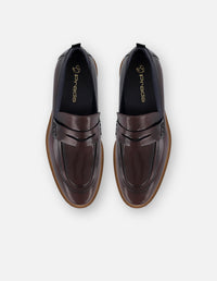 Mocasines vino de piel florantic con detalle azul para hombre