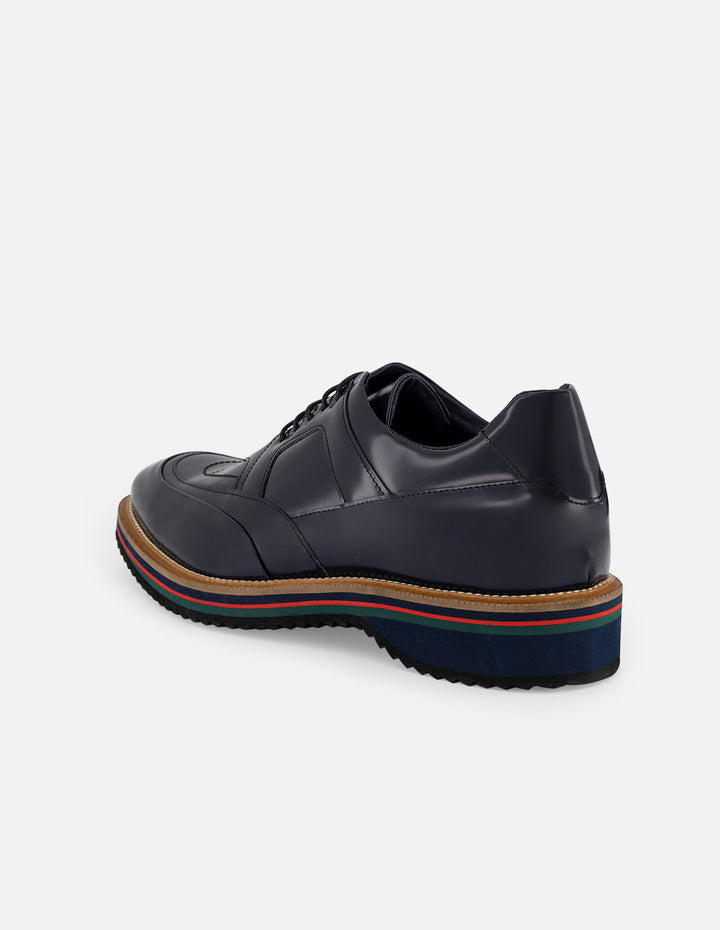 Zapato Inglés azul con detalle tricolor para hombre