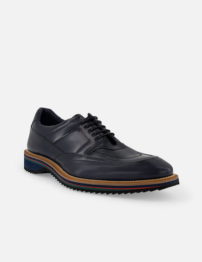 Zapato Inglés azul con detalle tricolor para hombre