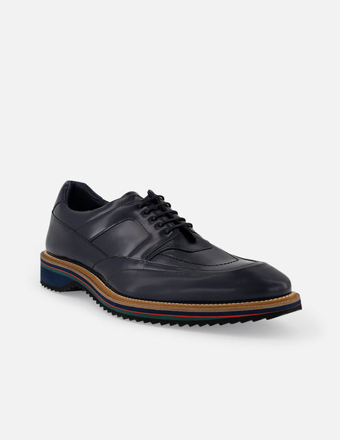 Zapato Inglés azul con detalle tricolor para hombre